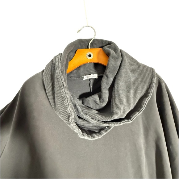 100% Cotton Black Cowl Neck Shirt Mixed Media Lagenlook Lagom Oversized - Picture 7 of 12